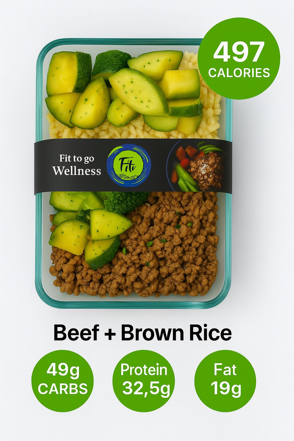Beef + Brown Rice + Zucchini