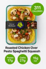 Roasted Chicken Over pesto Spaghetti and a squash